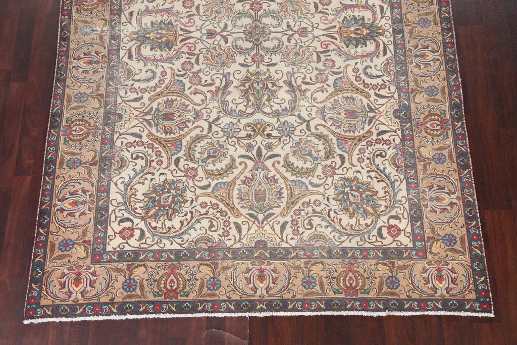 Vintage Floral Tabriz Persian Area Rug 7x9