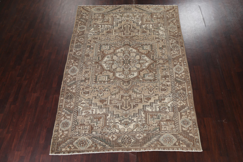 Vintage Geometric Heriz Persian Area Rug 7x11