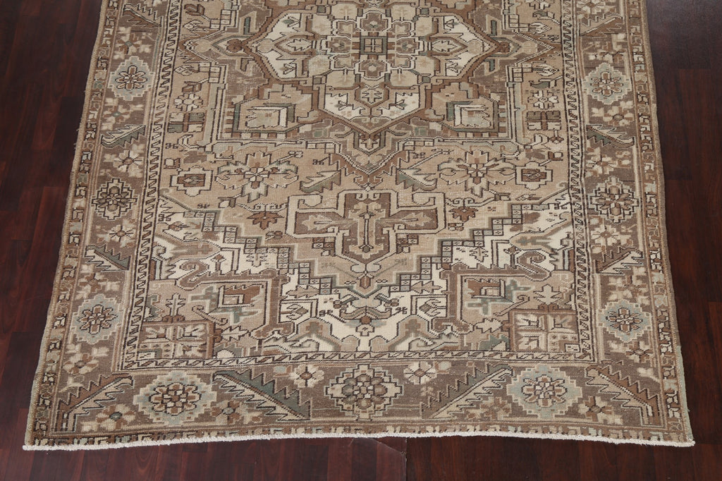 Vintage Geometric Heriz Persian Area Rug 7x11