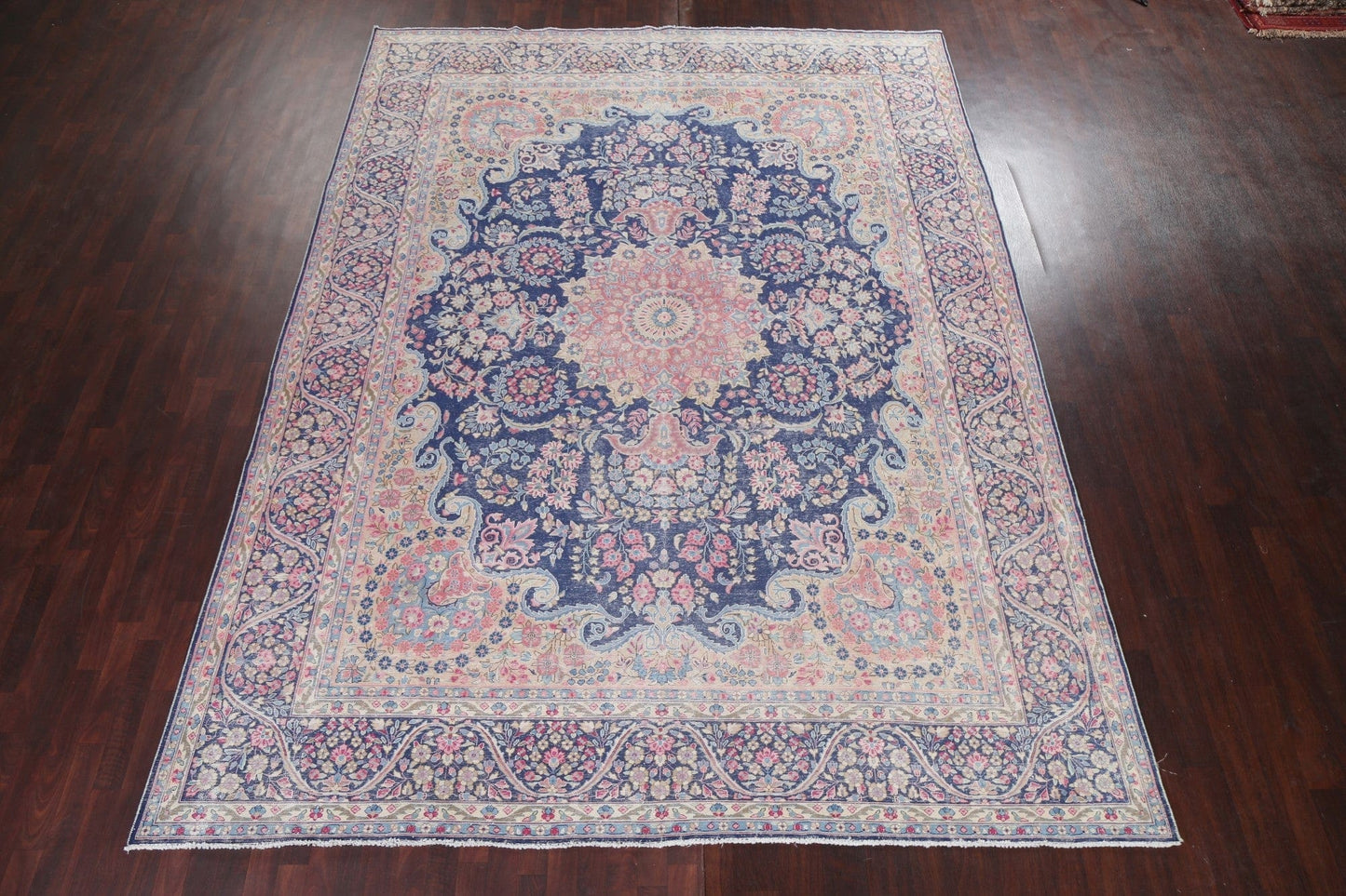 Distressed Floral Kerman Persian Area Rug 10x13