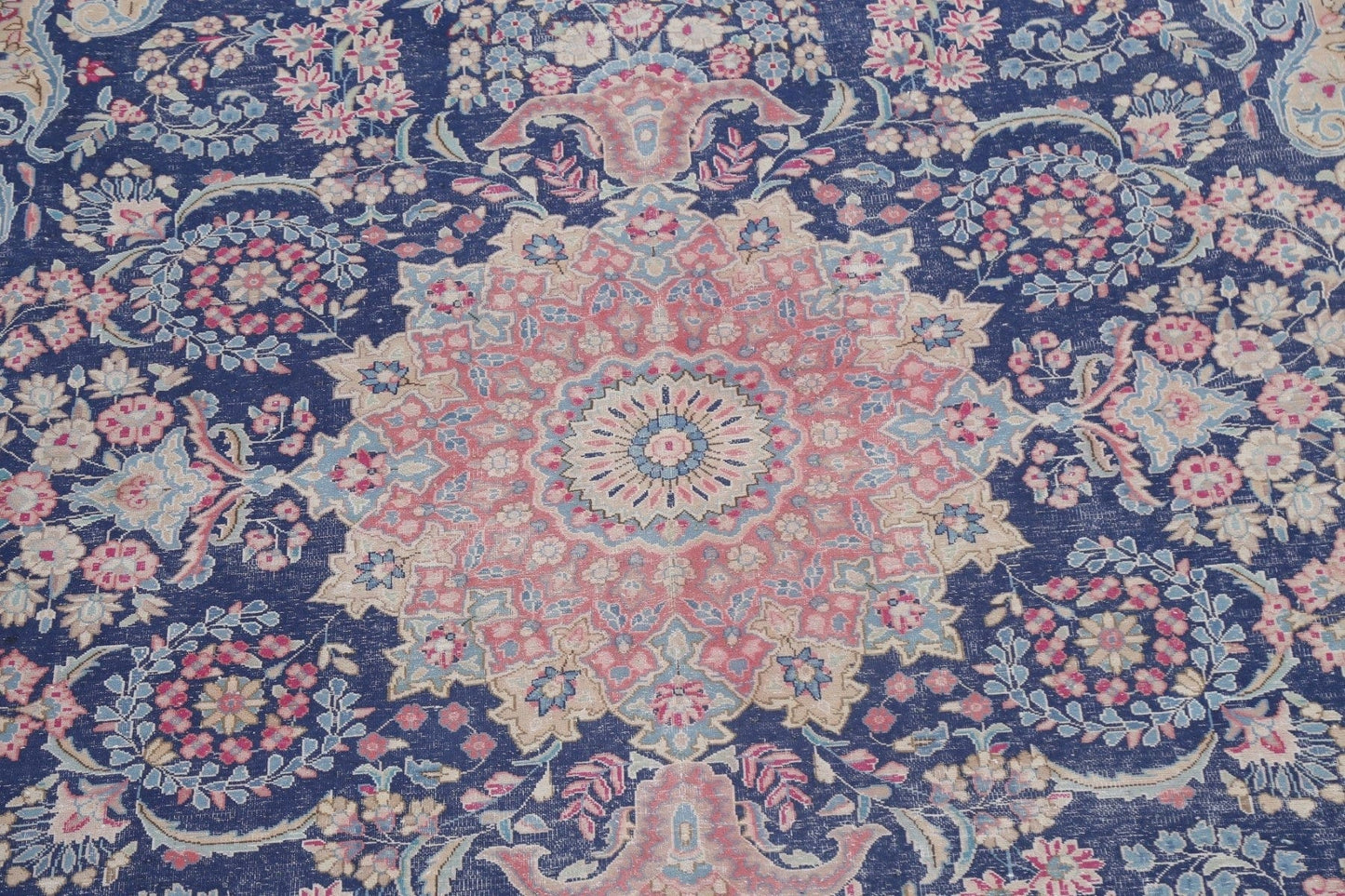 Distressed Floral Kerman Persian Area Rug 10x13