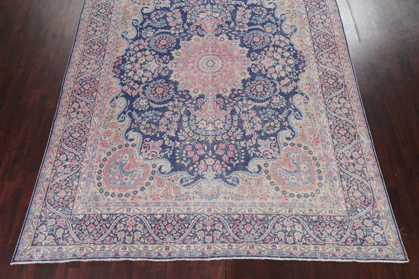 Distressed Floral Kerman Persian Area Rug 10x13