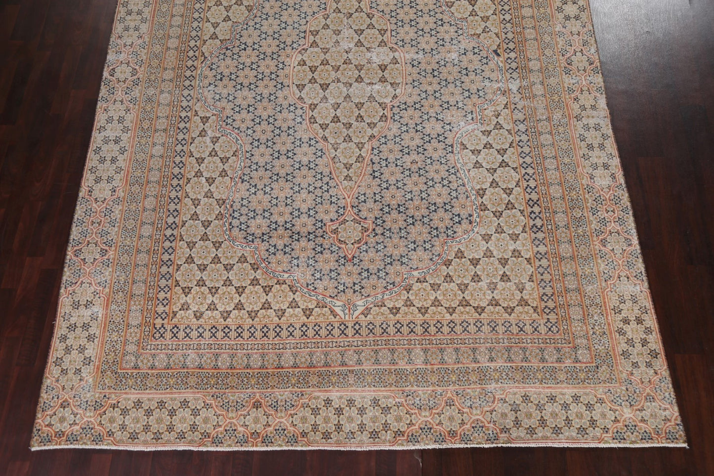 Distressed Wool Kerman Persian Area Rug 9x13