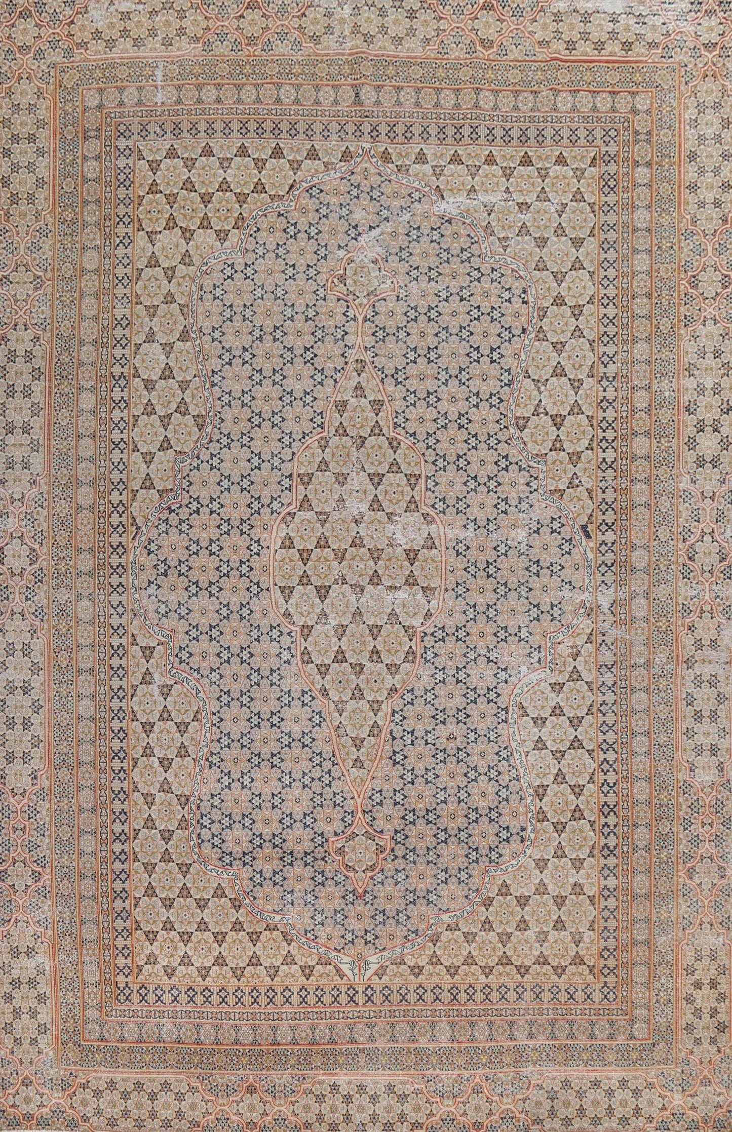 Distressed Wool Kerman Persian Area Rug 9x13