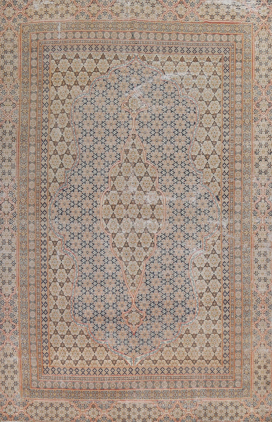 Distressed Wool Kerman Persian Area Rug 9x13