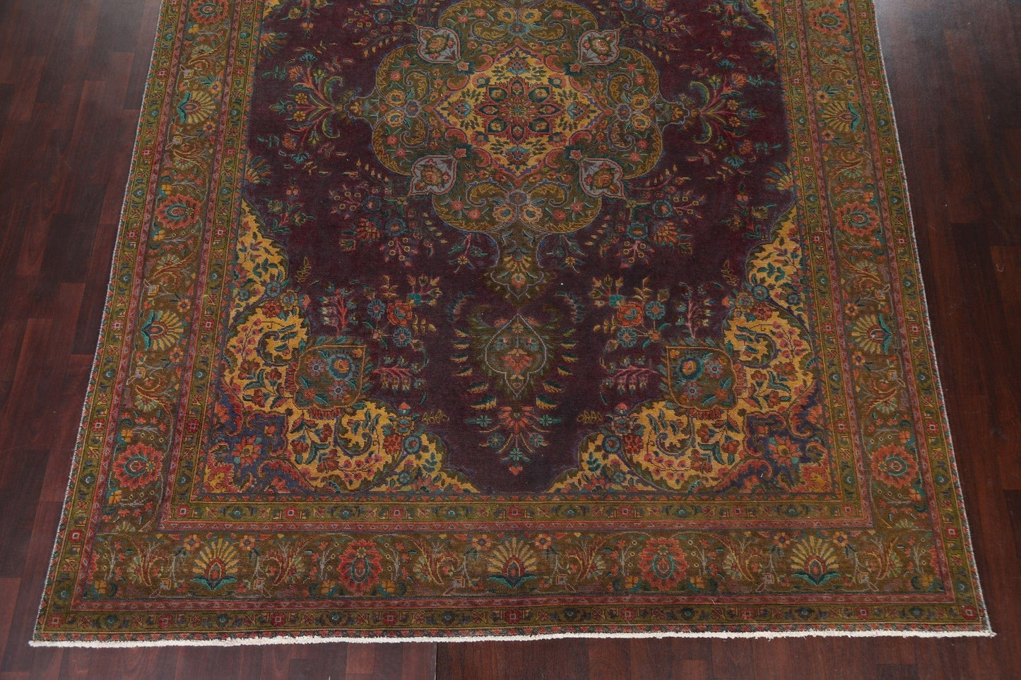 Distressed Over-Dye Tabriz Persian Area Rug 10x13