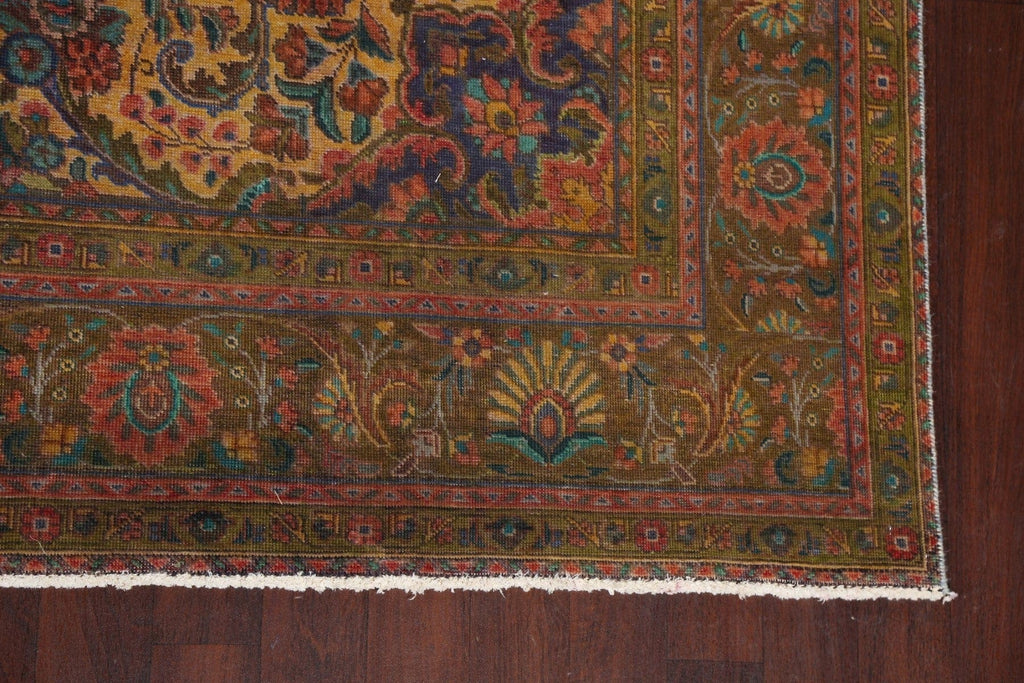 Distressed Over-Dye Tabriz Persian Area Rug 10x13