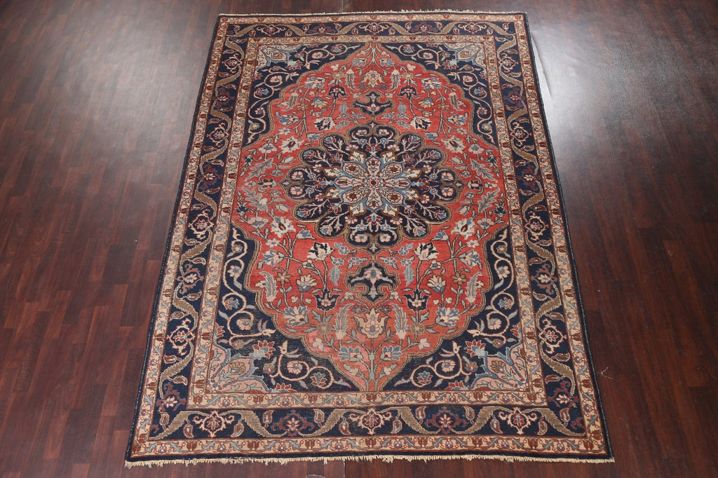 Pre-1900 Antique Vegetable Dye Mashad Persian Area Rug 8x11