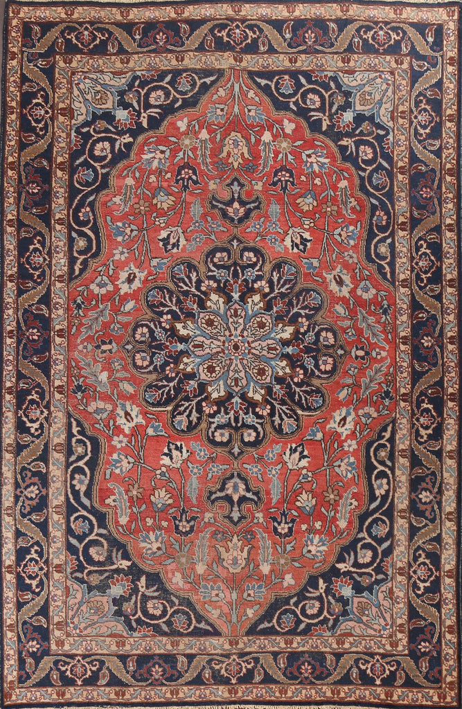 Pre-1900 Antique Vegetable Dye Mashad Persian Area Rug 8x11