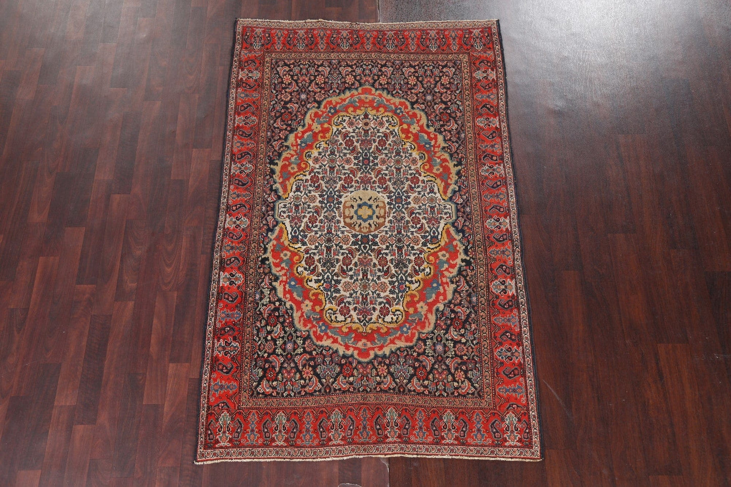 Pre-1900 Antique Vegetable Dye Senneh Persian Area Rug 4x7