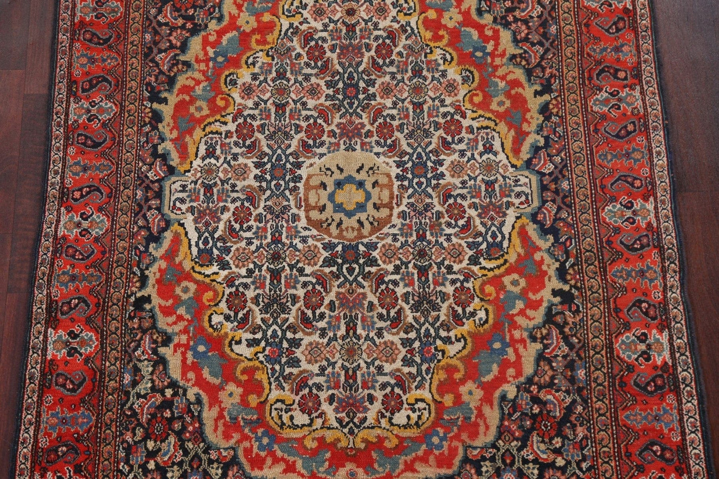 Pre-1900 Antique Vegetable Dye Senneh Persian Area Rug 4x7