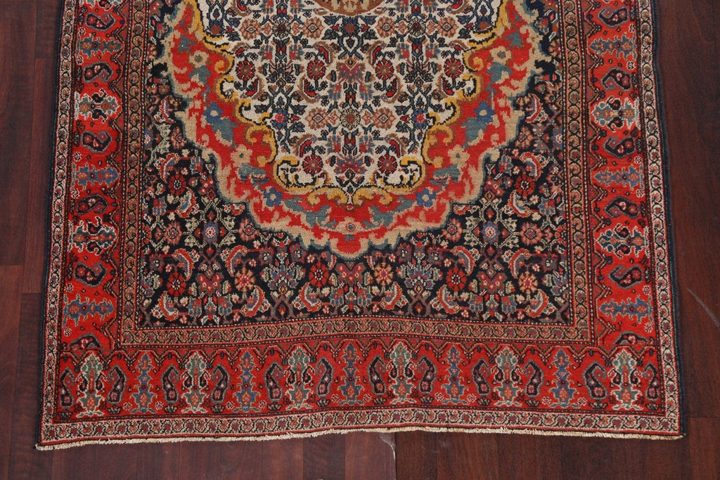 Pre-1900 Antique Vegetable Dye Senneh Persian Area Rug 4x7