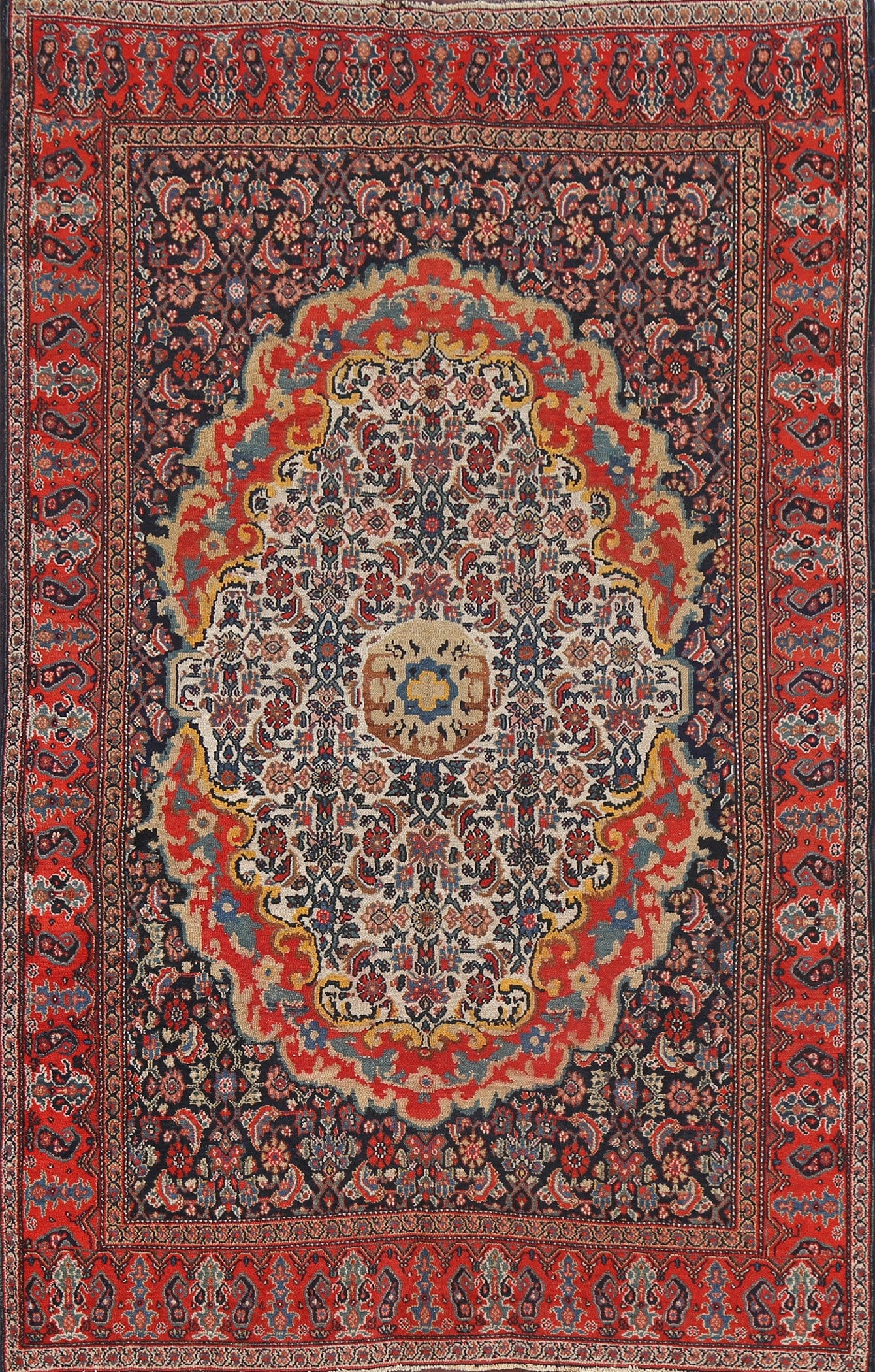 Pre-1900 Antique Vegetable Dye Senneh Persian Area Rug 4x7