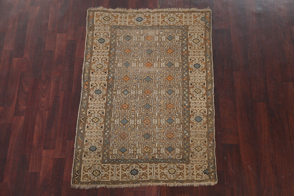 Pre-1900 Antique Caucasian Vegetable Dye Wool Rug 3x5