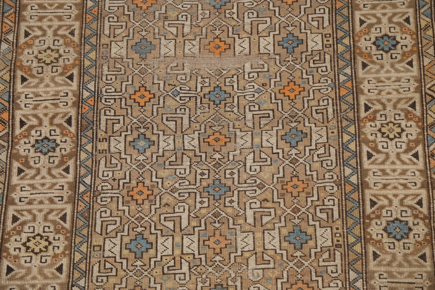 Pre-1900 Antique Caucasian Vegetable Dye Wool Rug 3x5