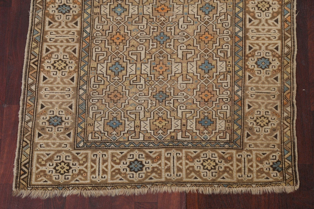 Pre-1900 Antique Caucasian Vegetable Dye Wool Rug 3x5