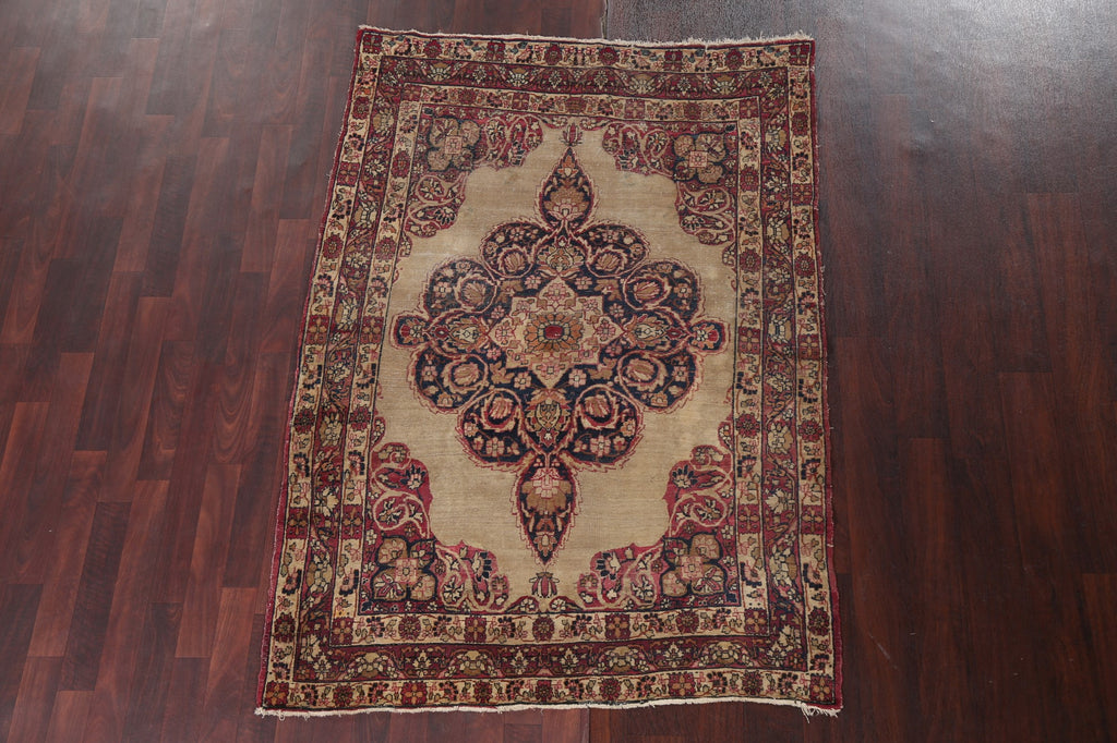 Pre-1900 Antique Vegetable Dye Kerman Persian Area Rug 4x6