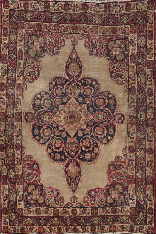 Pre-1900 Antique Vegetable Dye Kerman Persian Area Rug 4x6