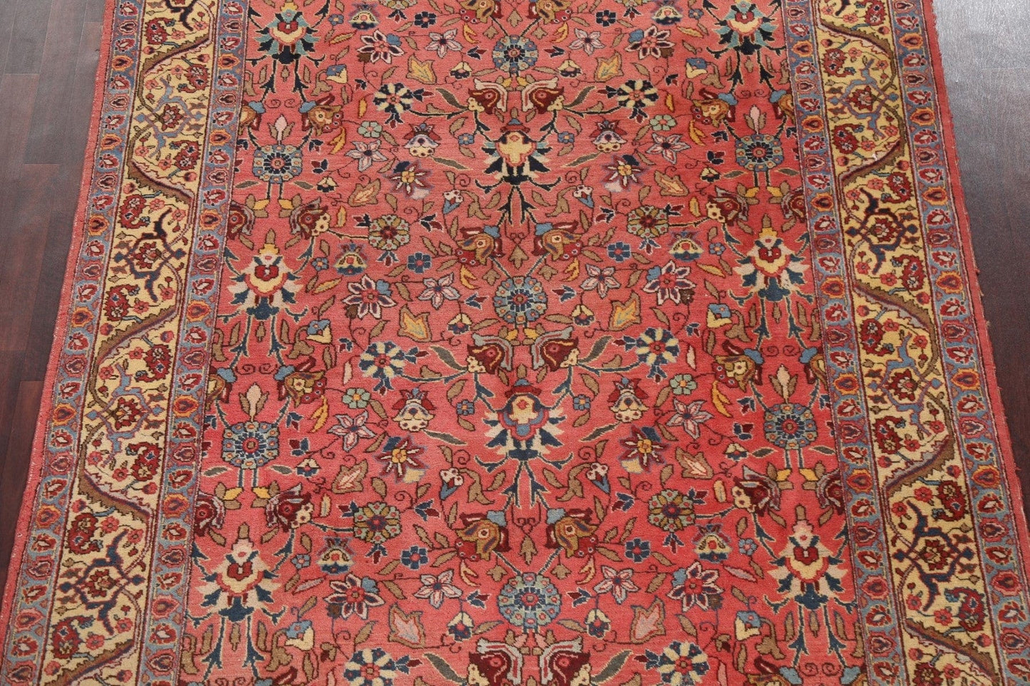 Vintage Floral Tabriz Persian Area Rug 7x9