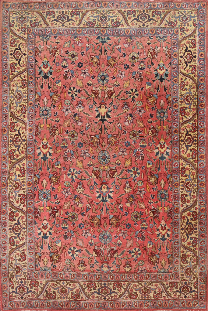 Vintage Floral Tabriz Persian Area Rug 7x9