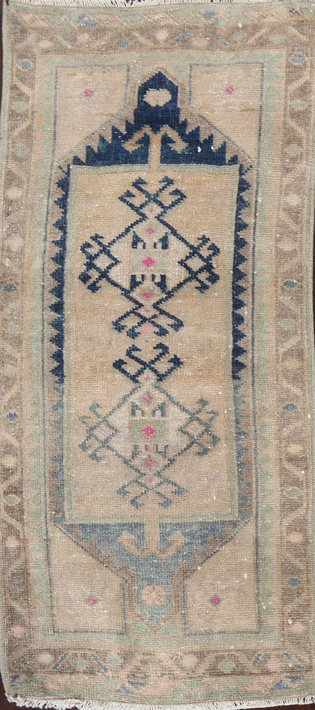 Vintage Wool Oushak Turkish Handmade Rug 1x3