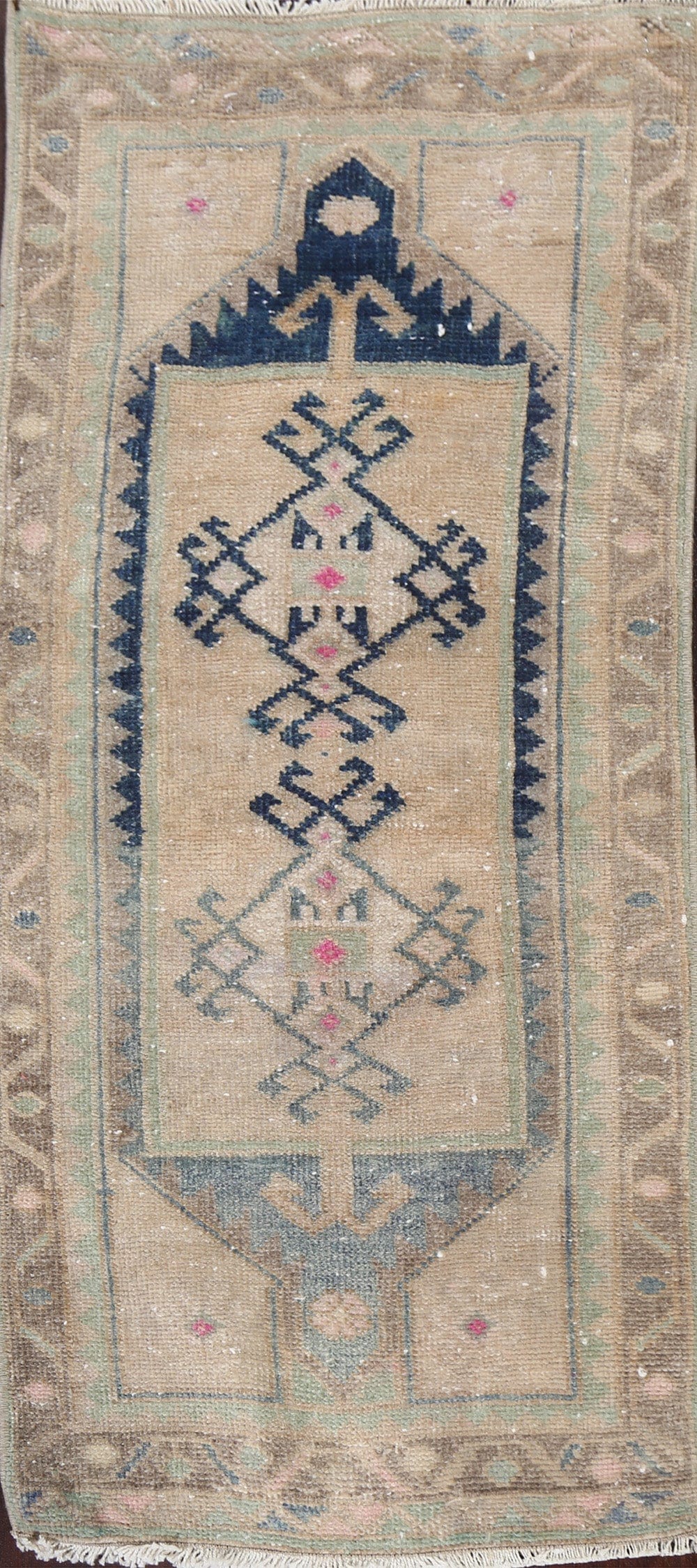 Vintage Wool Oushak Turkish Handmade Rug 1x3