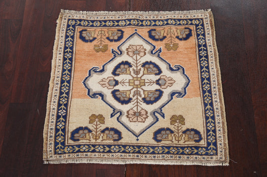 Vintage Square Oushak Turkish Wool Rug 2x2