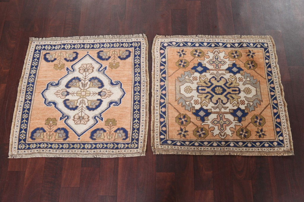 Set of 2 Handmade Oushak Square Wool Rugs 2x2