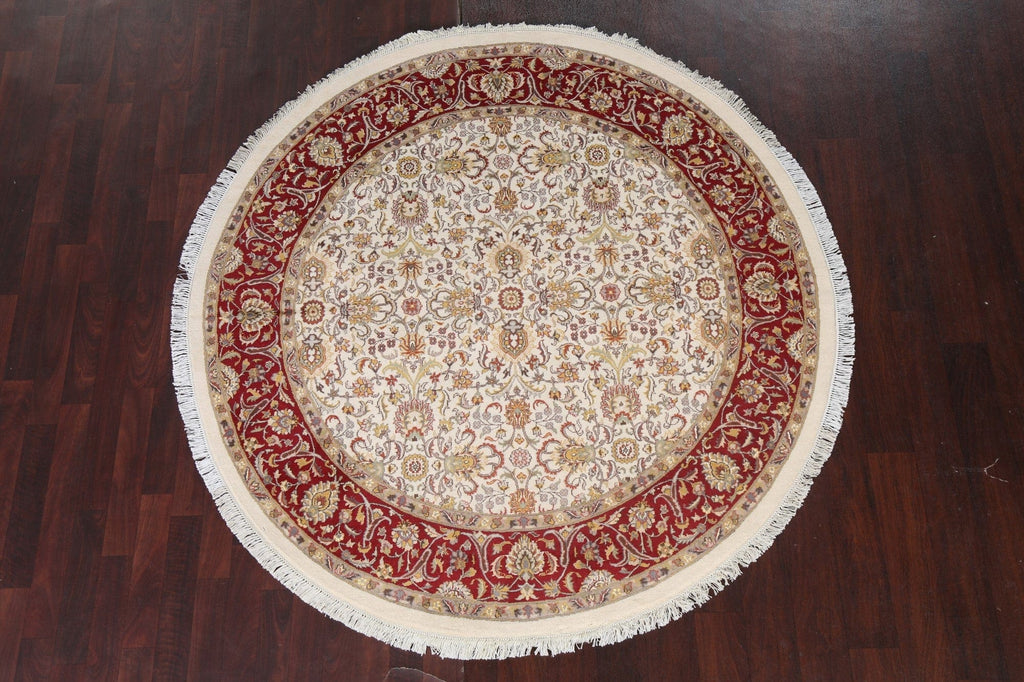 Vegetable Dye Wool/ Silk Tabriz Round Area Rug 6x6