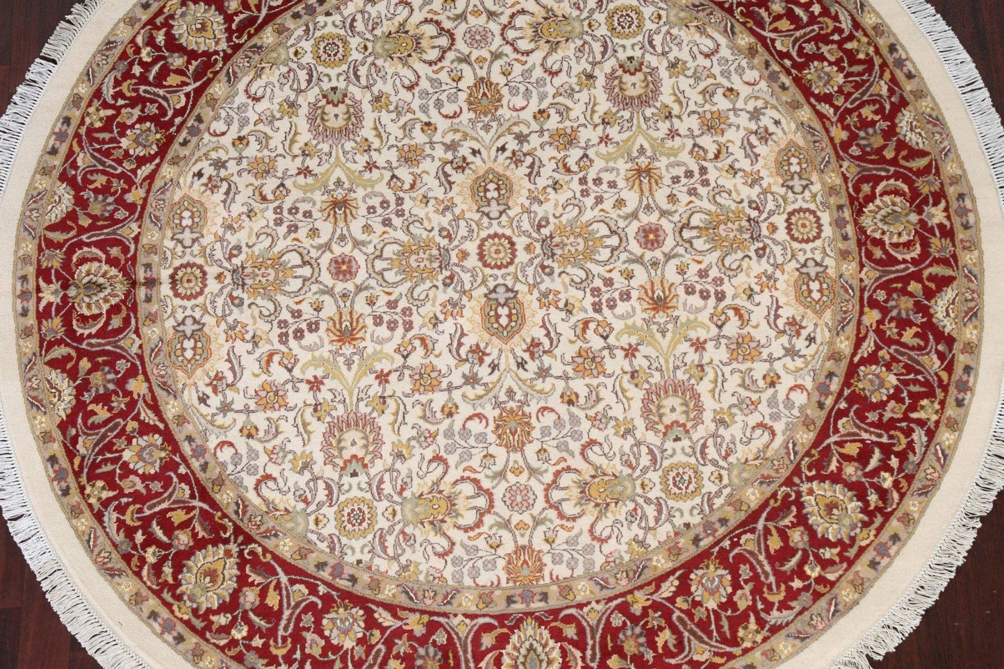 Vegetable Dye Wool/ Silk Tabriz Round Area Rug 6x6