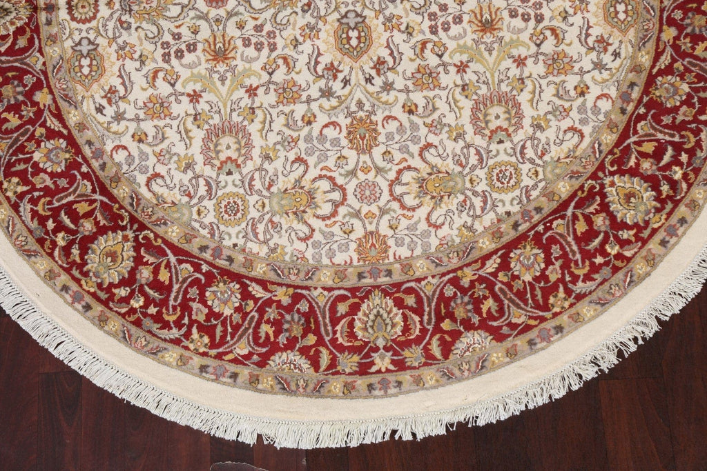 Vegetable Dye Wool/ Silk Tabriz Round Area Rug 6x6