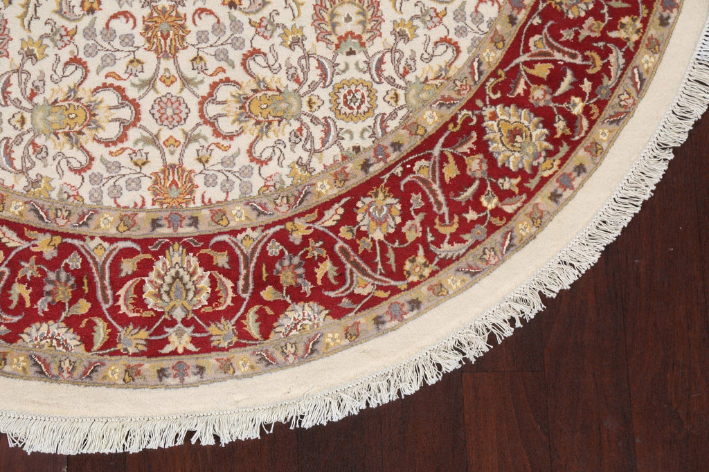 Vegetable Dye Wool/ Silk Tabriz Round Area Rug 6x6