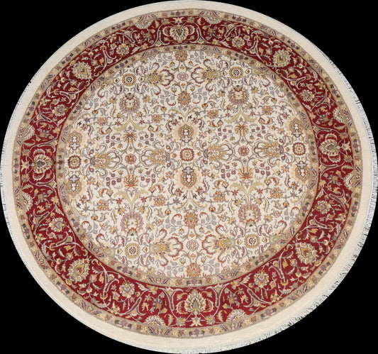 Vegetable Dye Wool/ Silk Tabriz Round Area Rug 6x6