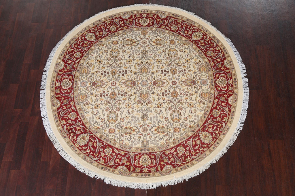 Vegetable Dye Wool/ Silk Tabriz Round Area Rug 6x6