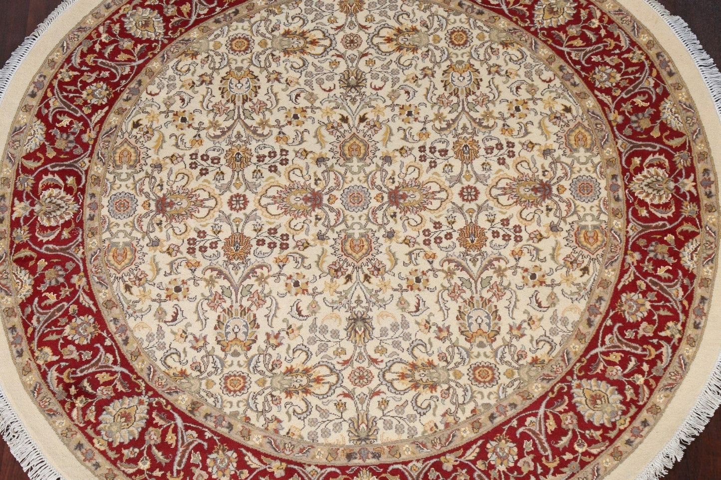 Vegetable Dye Wool/ Silk Tabriz Round Area Rug 6x6