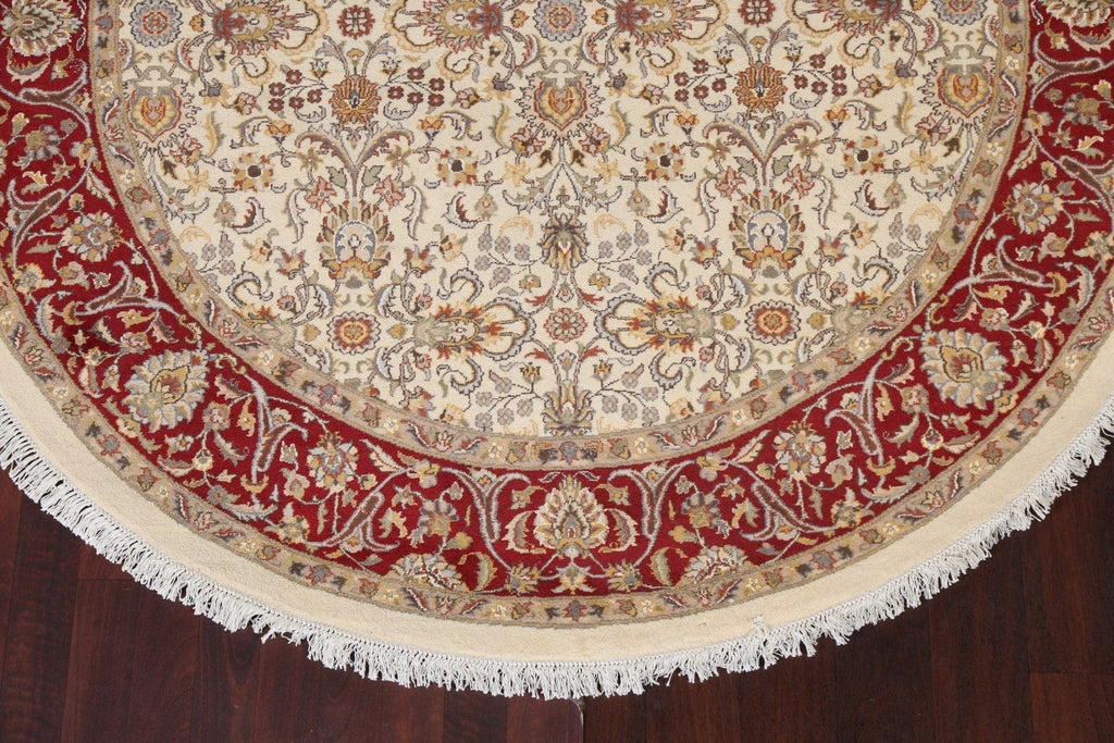 Vegetable Dye Wool/ Silk Tabriz Round Area Rug 6x6