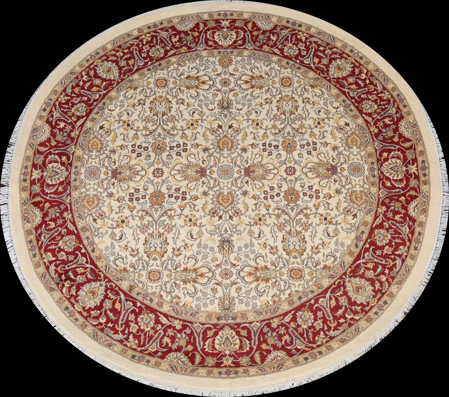 Vegetable Dye Wool/ Silk Tabriz Round Area Rug 6x6