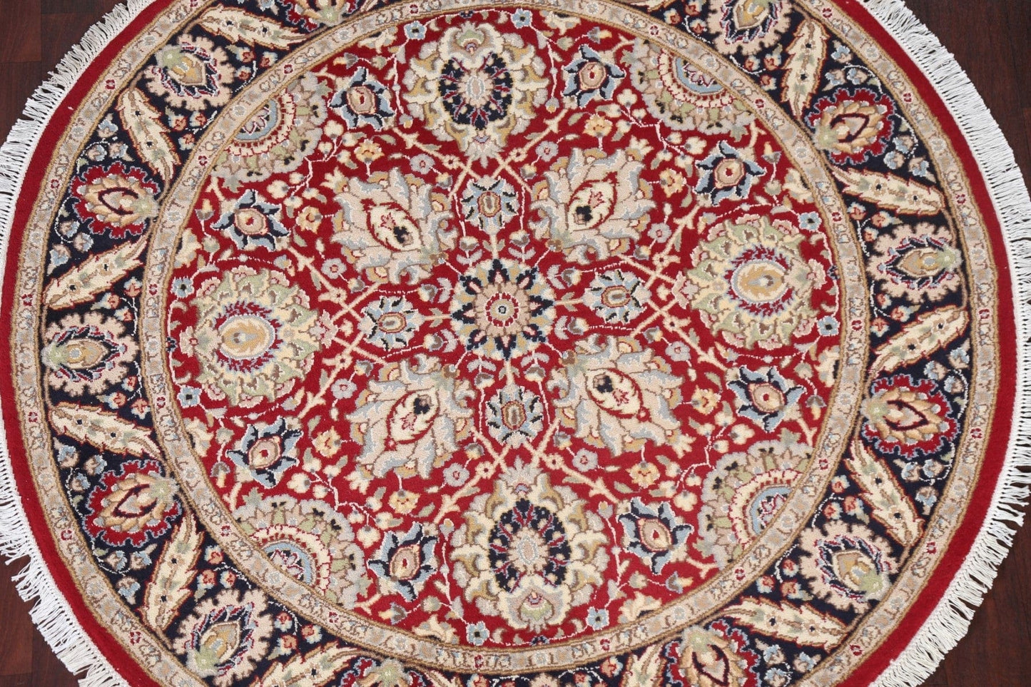 Vegetable Dye Wool/ Silk Tabriz Round Area Rug 5x5