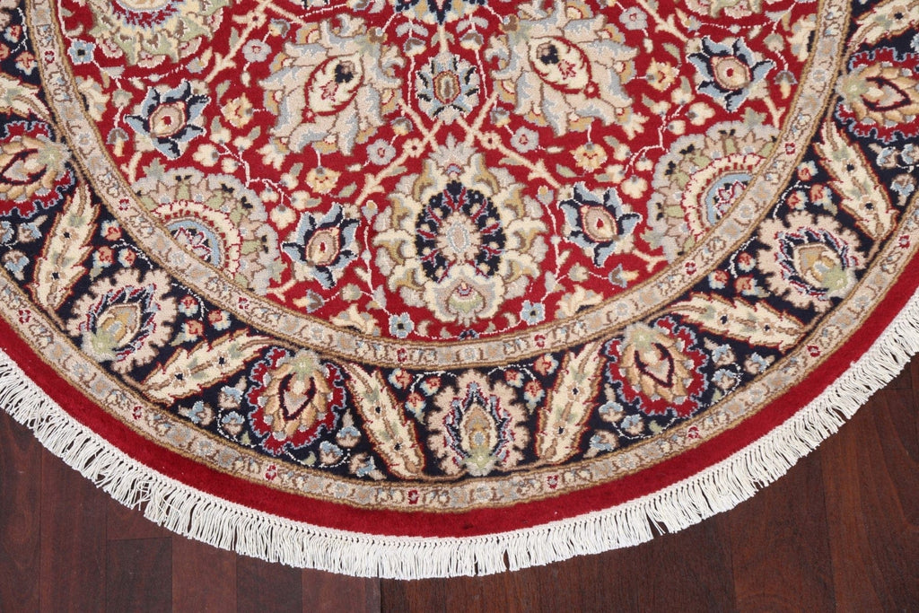 Vegetable Dye Wool/ Silk Tabriz Round Area Rug 5x5