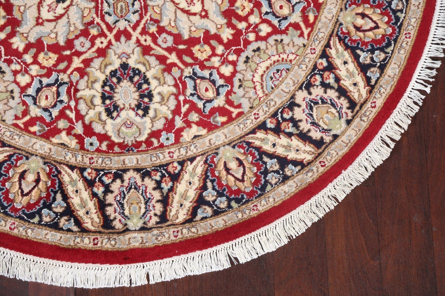 Vegetable Dye Wool/ Silk Tabriz Round Area Rug 5x5