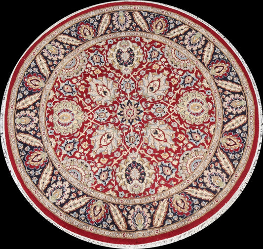 Vegetable Dye Wool/ Silk Tabriz Round Area Rug 5x5