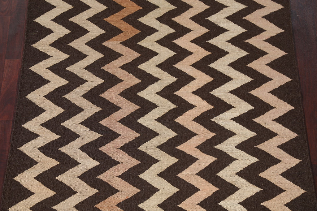 Chevron Style Kilim Natural Dye Area Rug 5x7