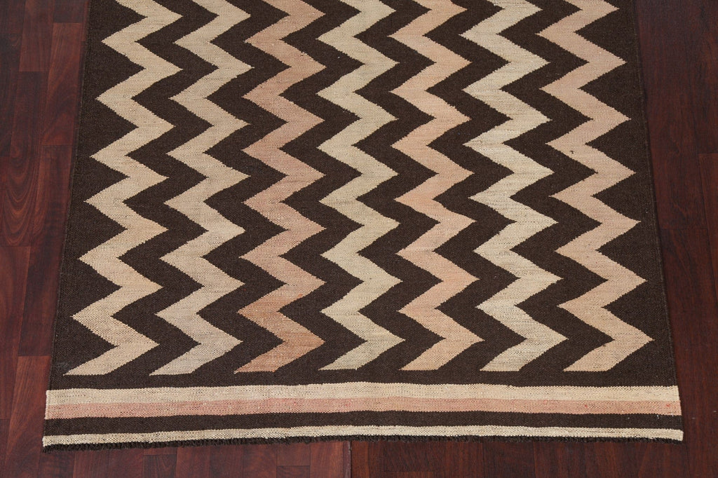 Chevron Style Kilim Natural Dye Area Rug 5x7