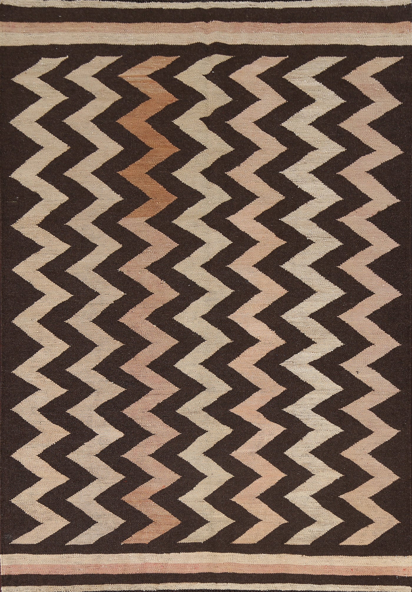 Chevron Style Kilim Natural Dye Area Rug 5x7