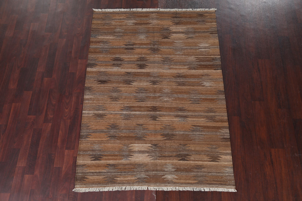 Natural Dye Wool Kilim Handmade Area Rug 5x7