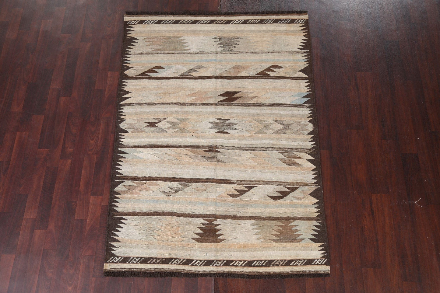 Natural Dye Kilim Wool Area Rug 5x7