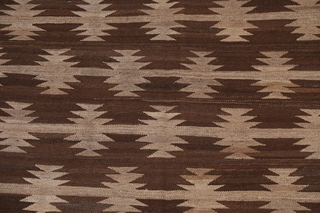 Natural Dye Brown Kilim Wool Area Rug 5x7