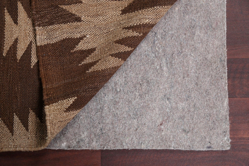 Natural Dye Brown Kilim Wool Area Rug 5x7