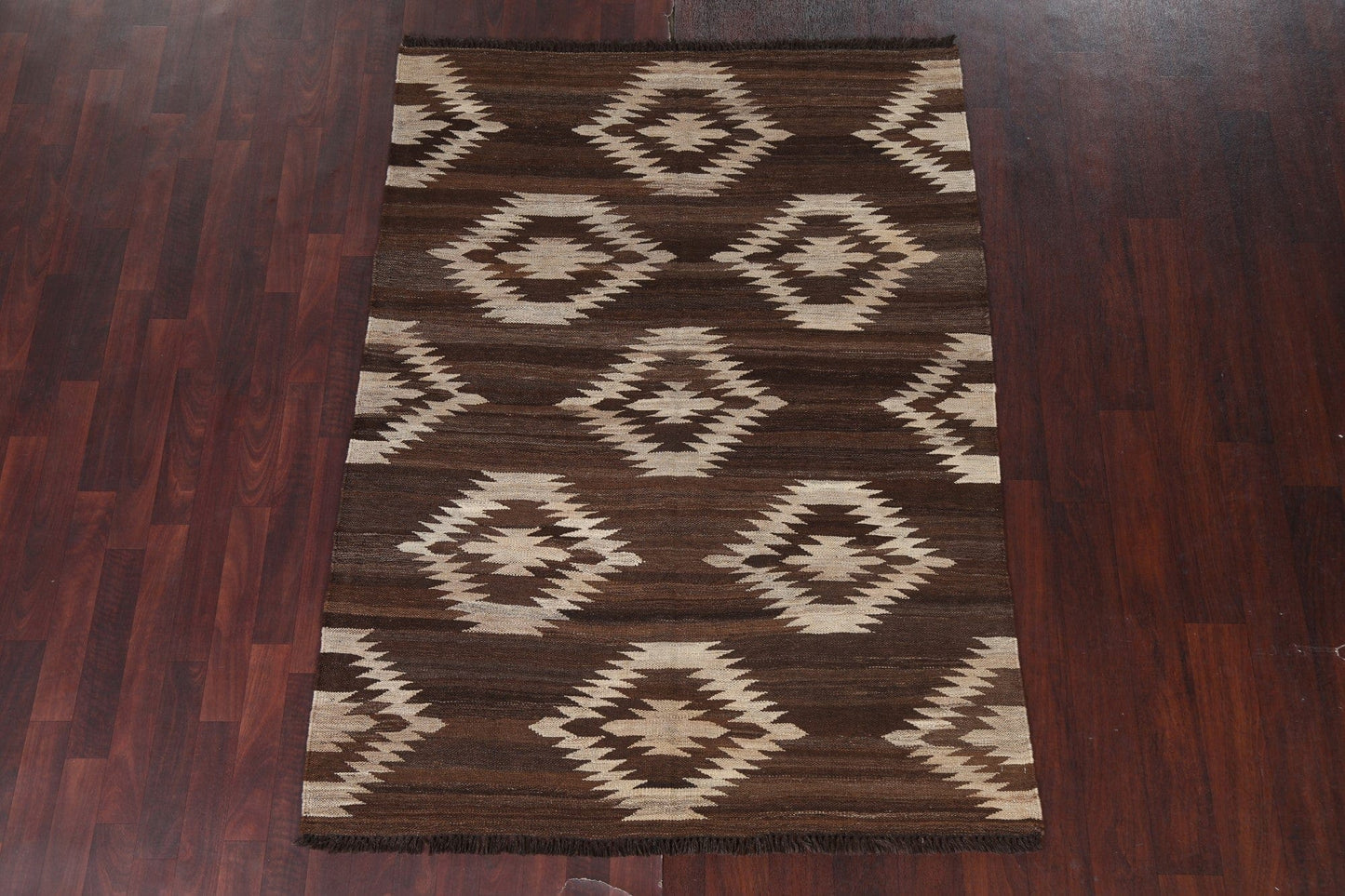 Natural Dye Brown Kilim Handmade Area Rug 5x6