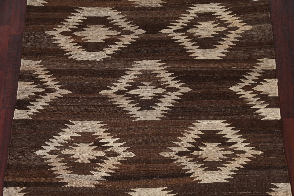 Natural Dye Brown Kilim Handmade Area Rug 5x6